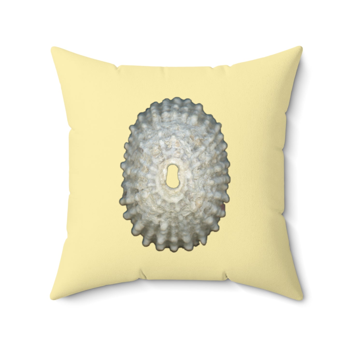 Throw Pillow | Keyhole Limpet Shell White | Sunshine Yellow | Front | 20x20 Oceancore Seacore Naturecore