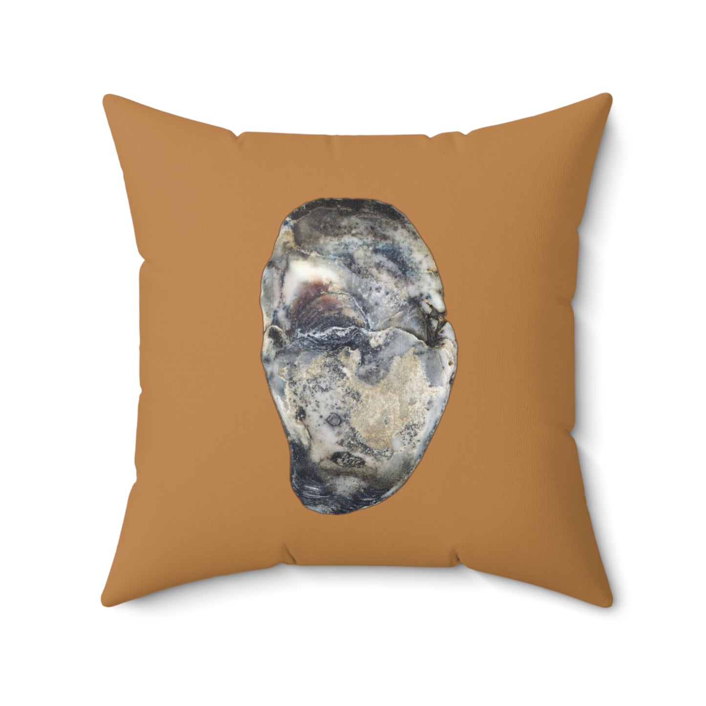 Throw Pillow | Oyster Shell Blue | Camel Brown | Back | 20x20 Oceancore Seacore Naturecore