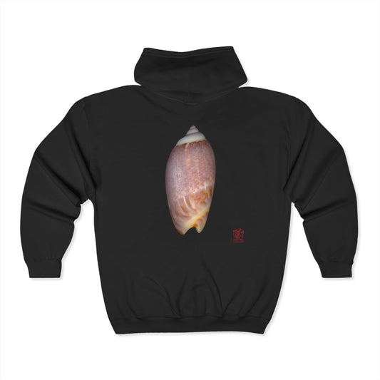 Olive Snail Shell Brown Dorsal | Unisex Heavy Blend™ Full Zip Hooded Sweatshirt