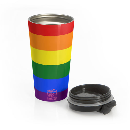 Gay Pride Flag (1979) | Stainless Steel Travel Mug | 15oz | Rainbow