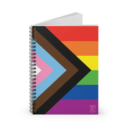 Progress Pride Flag | Spiral Notebook | Ruled Line | Rainbow