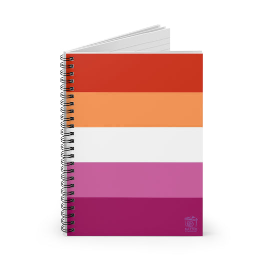 Lesbian Pride Flag 5 Stripes | Spiral Notebook | Ruled Line | Orange White Pink