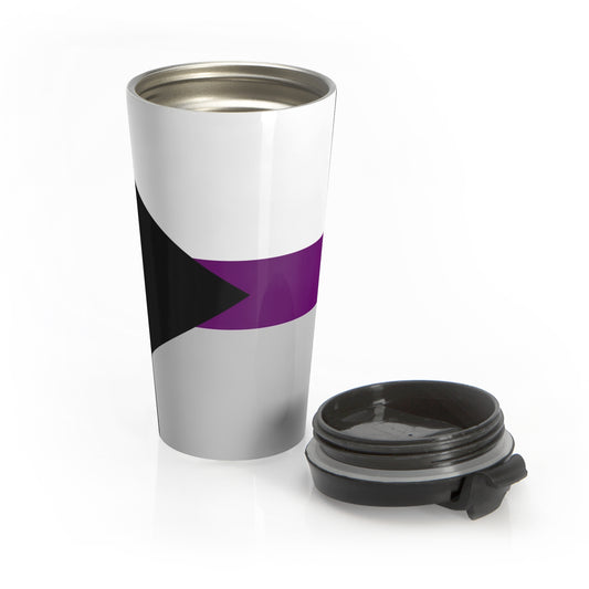 Demisexual Pride Flag | Stainless Steel Travel Mug | 15oz | Black Grey White Purple