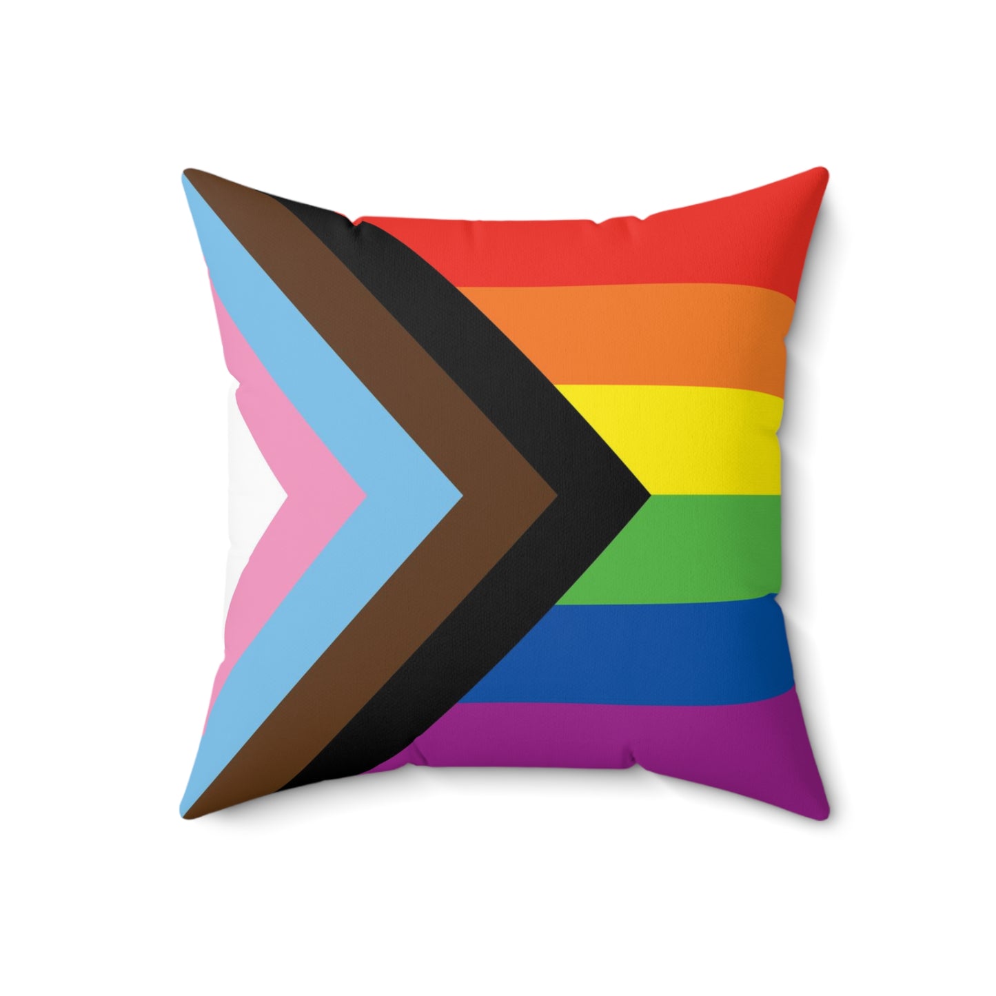 Throw Pillow | Progress Pride Flag | Rainbow | Front | 18x18