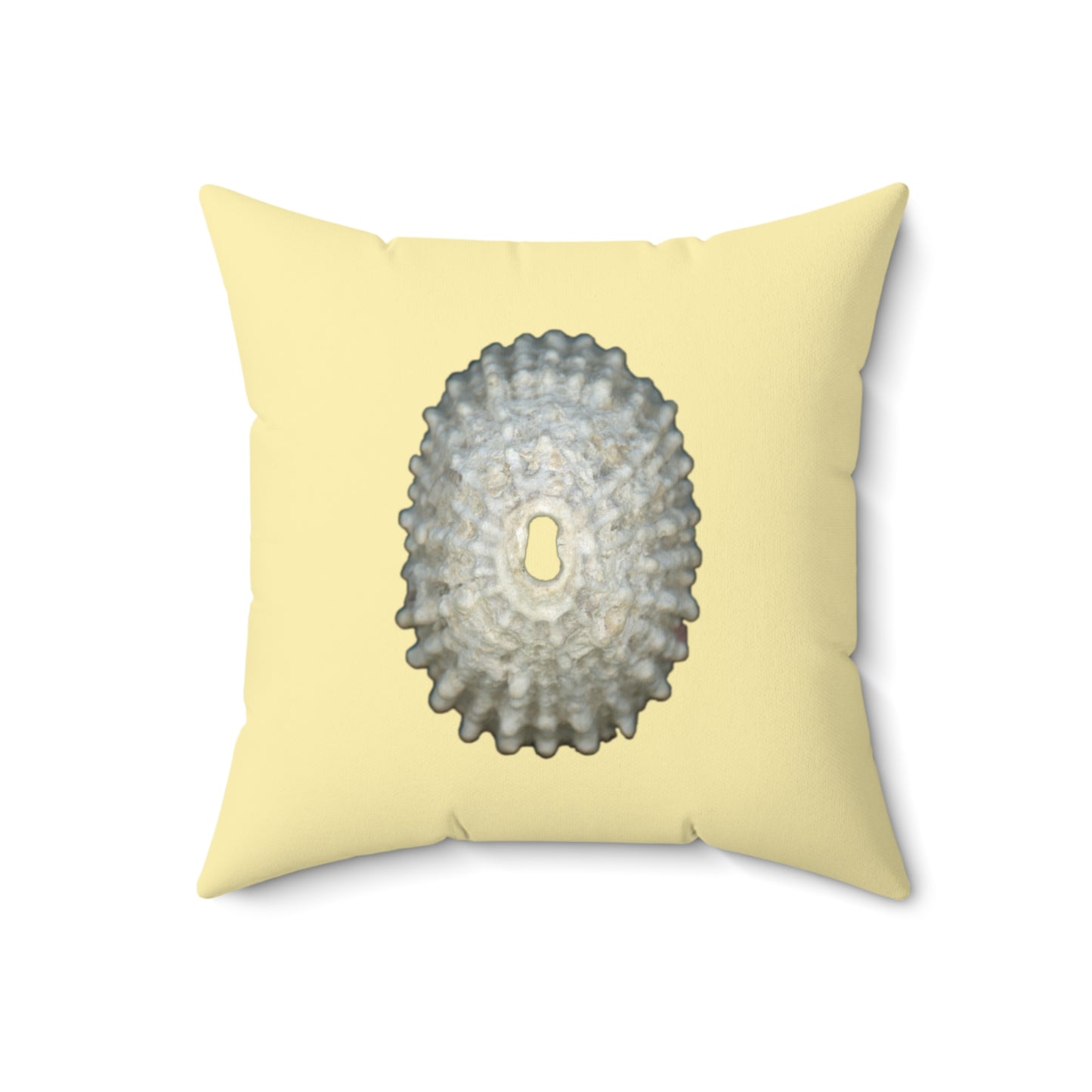 Throw Pillow | Keyhole Limpet Shell White | Sunshine Yellow | Front | 18x18 Oceancore Seacore Naturecore