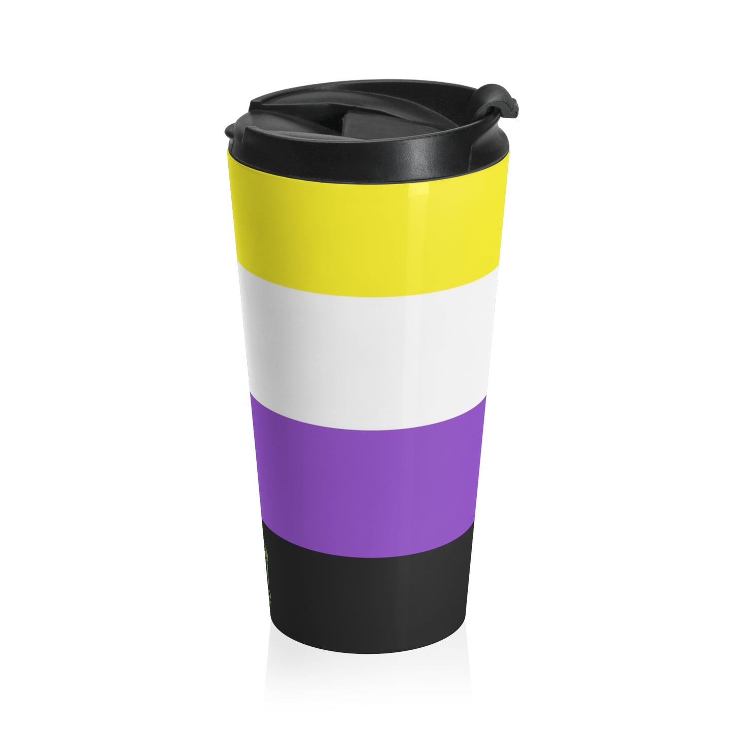 Nonbinary Pride Flag | Stainless Steel Travel Mug | 15oz | Yellow White Purple Black
