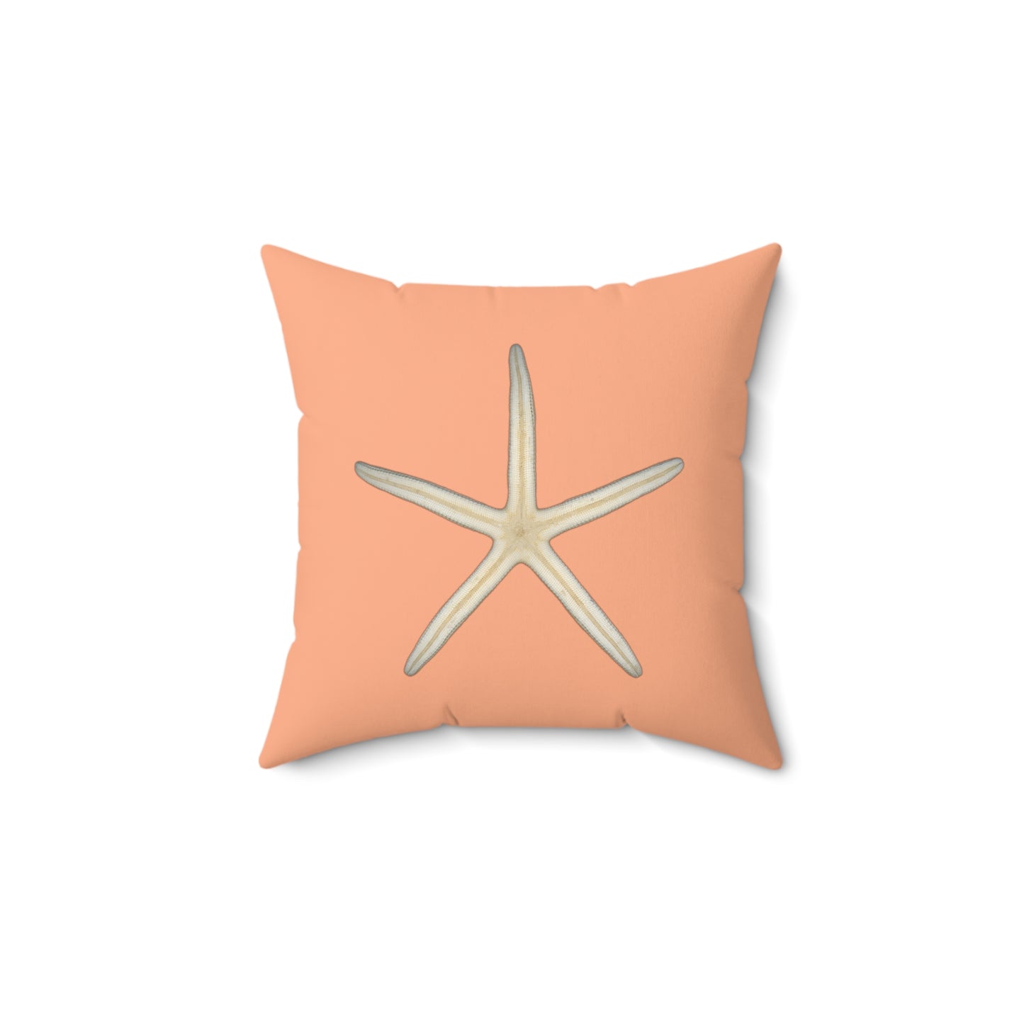 Throw Pillow | Finger Starfish Shell | Peach | Back | 14x14 Oceancore Seacore Naturecore