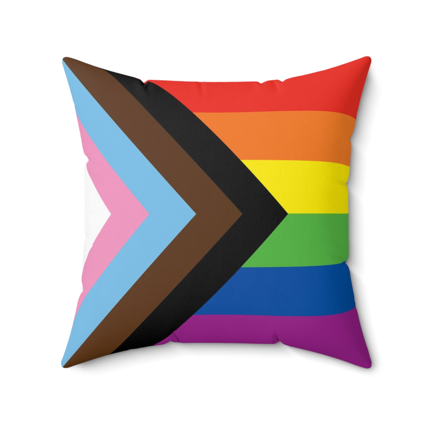 Throw Pillow | Progress Pride Flag | Rainbow | Front | 20x20