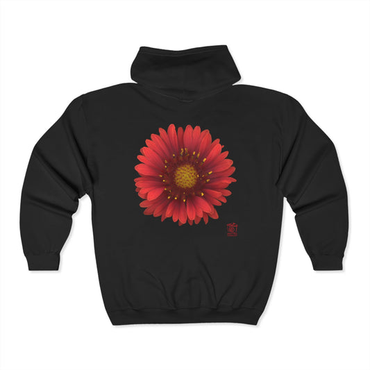 Blanket Flower Gaillardia Red | Unisex Heavy Blend™ Full Zip Hooded Sweatshirt