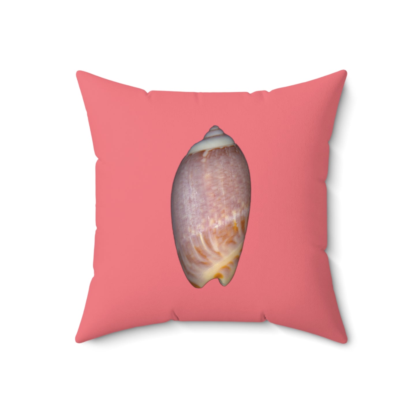 Throw Pillow | Olive Snail Shell Brown | Salmon | Front | 18x18 Oceancore Seacore Naturecore