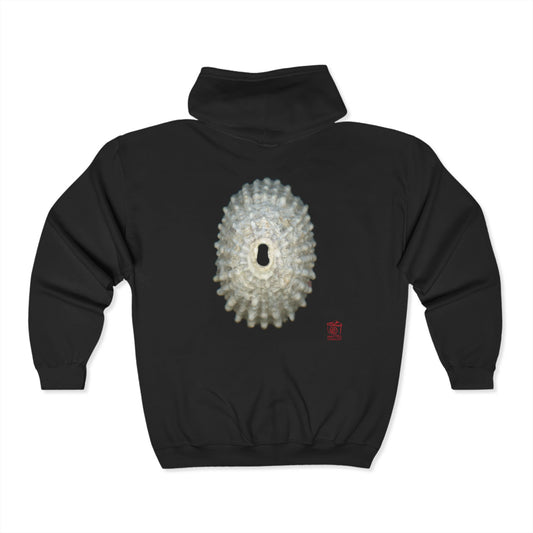Keyhole Limpet Shell White Exterior | Unisex Heavy Blend™ Full Zip Hooded Sweatshirt