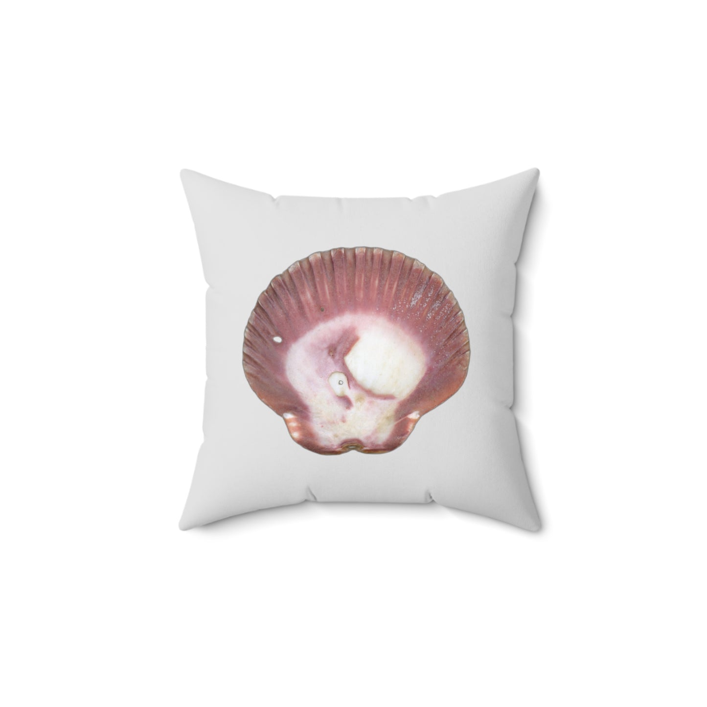 Throw Pillow | Scallop Shell Magenta | Silver | Front | 14x14 Oceancore Seacore Naturecore