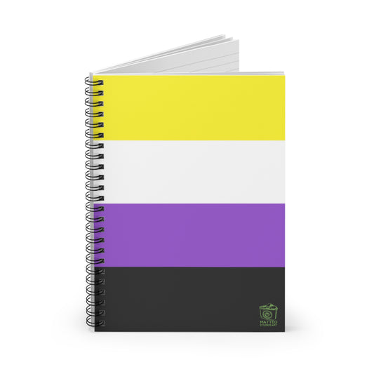 Nonbinary Pride Flag | Spiral Notebook | Ruled Line | Yellow White Purple Black