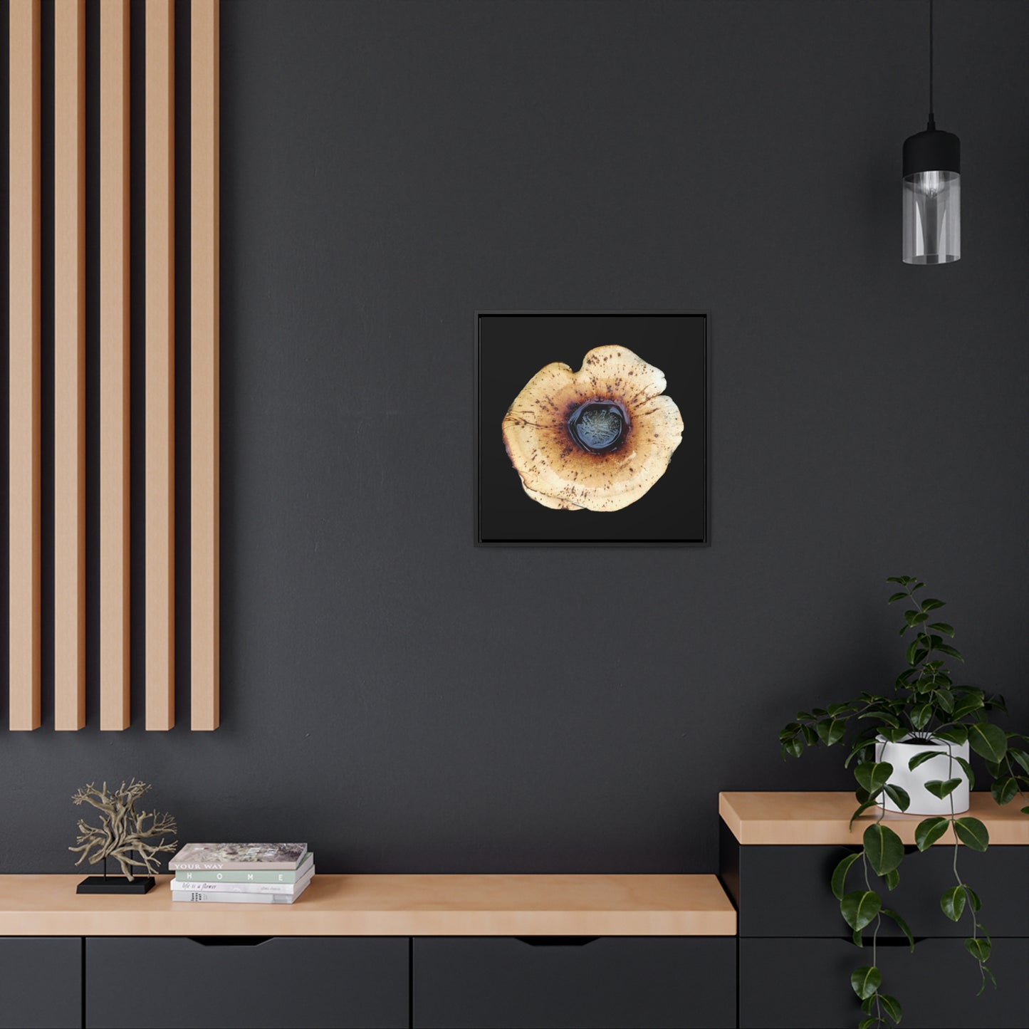 Honey Fungus, Armillaria | Framed Canvas | Black Background