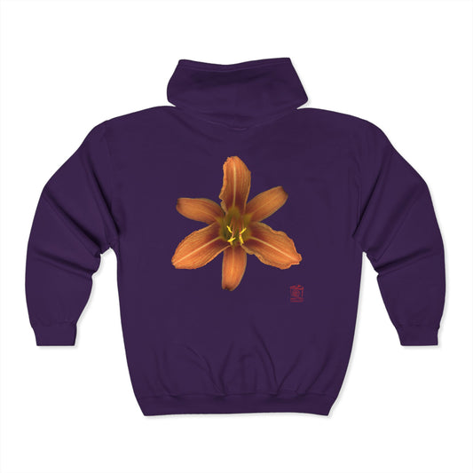 Orange Daylily Flower | Unisex Heavy Blend™ Full Zip Hooded Sweatshirt