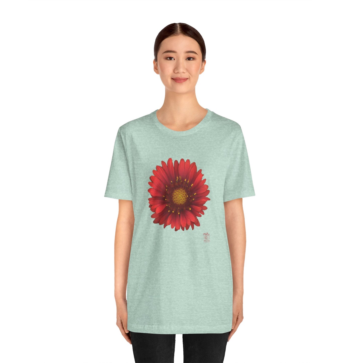 Blanket Flower Gaillardia Red | Unisex Ringspun Short Sleeve T-Shirt