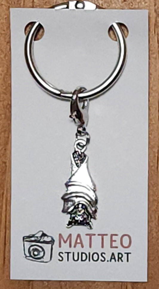 Bat Sleeping Silver Wine Glass Charm | Zipper Pull | Stitch Marker