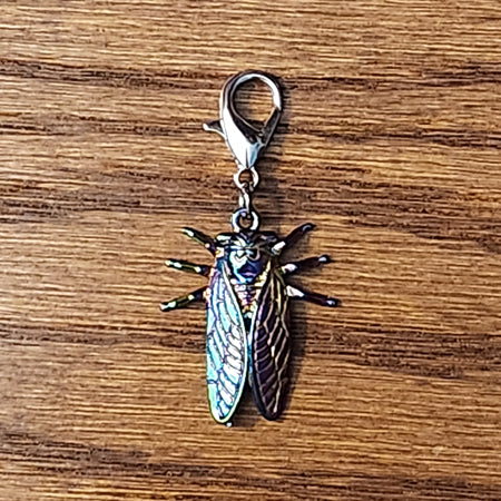 Cicada Rainbow Wine Glass Charm | Zipper Pull | Stitch Marker