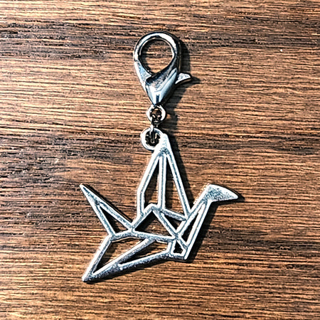 Crane Origami Silver Wine Glass Charm | Zipper Pull | Stitch Marker