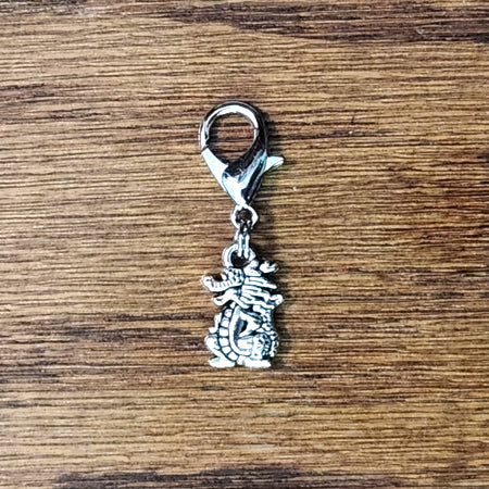 Dragon Silver Wine Glass Charm | Zipper Pull | Stitch Marker