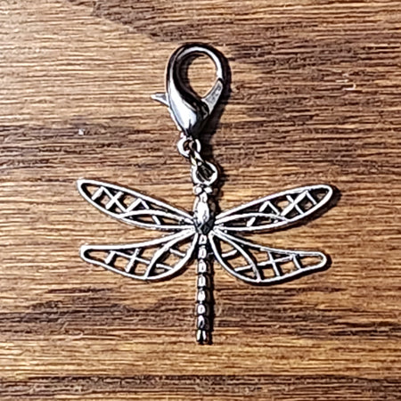 Dragonfly Silver Wine Glass Charm | Zipper Pull | Stitch Marker