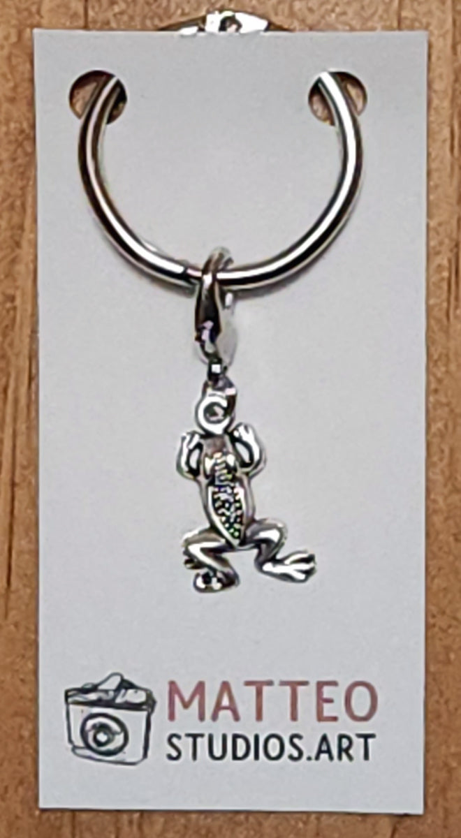 Frogs Silver Wine Glass Charm | Zipper Pull | Stitch Marker