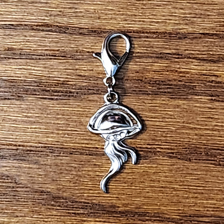 Jellyfish Silver Wine Glass Charm | Zipper Pull | Stitch Marker