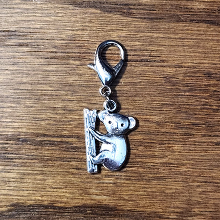 Koala Bear Silver Wine Glass Charm | Zipper Pull | Stitch Marker