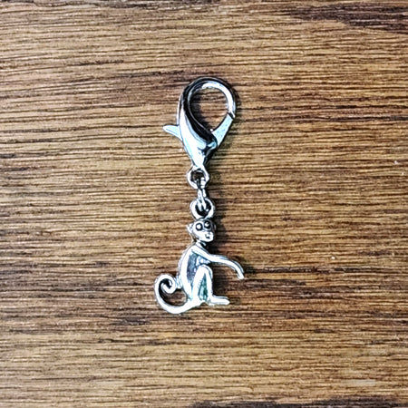 Monkey Silver Wine Glass Charm | Zipper Pull | Stitch Marker