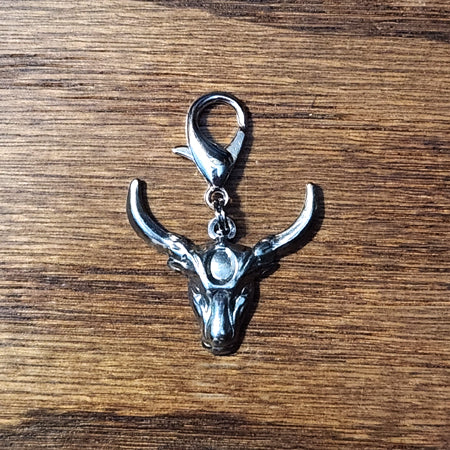 Ox Head Silver Wine Glass Charm | Zipper Pull | Stitch Marker