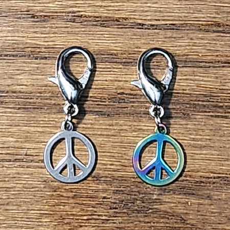Peace Sign Silver Wine Glass Charm | Zipper Pull | Stitch Marker