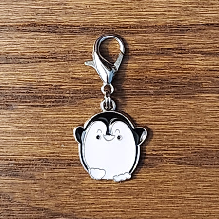 Penguin Enamel Silver Wine Glass Charm | Zipper Pull | Stitch Marker
