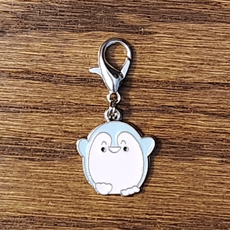 Penguin Enamel Silver Wine Glass Charm | Zipper Pull | Stitch Marker