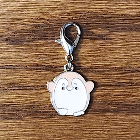 Penguin Enamel Silver Wine Glass Charm | Zipper Pull | Stitch Marker