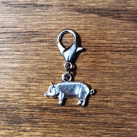 Pig Silver Wine Glass Charm | Zipper Pull | Stitch Marker