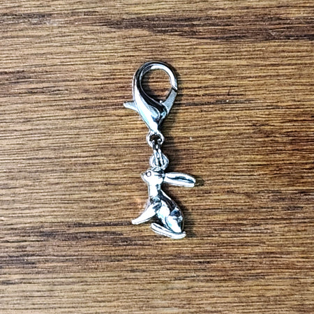 Rabbit Silver Wine Glass Charm | Zipper Pull | Stitch Marker
