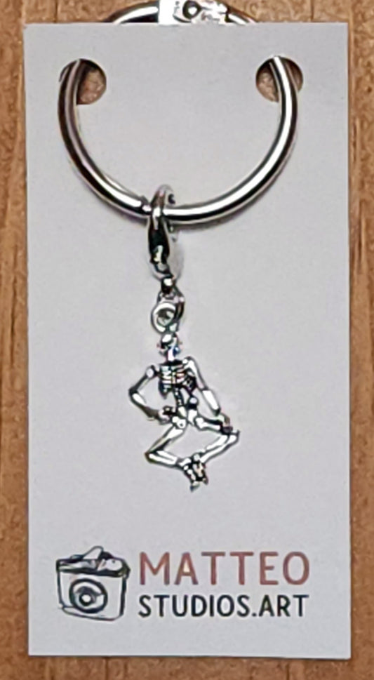 Skeleton Dancing Silver Wine Glass Charm | Zipper Pull | Stitch Marker