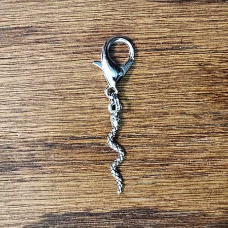 Snake Silver Wine Glass Charm | Zipper Pull | Stitch Marker