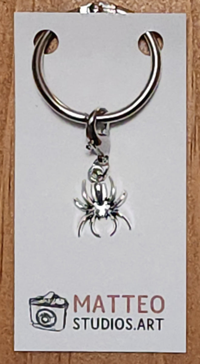 Spider Silver Wine Glass Charm | Zipper Pull | Stitch Marker