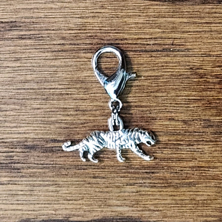 Tiger Silver Wine Glass Charm | Zipper Pull | Stitch Marker