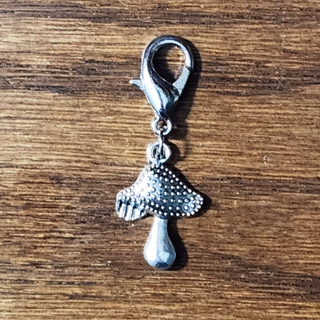 Toadstool Mushroom Silver Wine Glass Charm | Zipper Pull | Stitch Marker