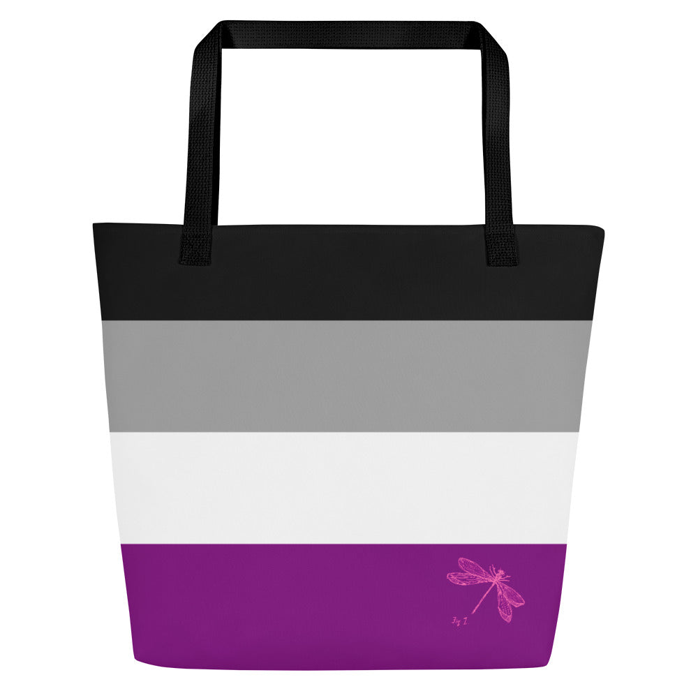 Asexual Pride Flag | Tote Bag | Large | Black Grey White Purple