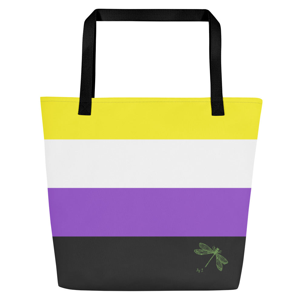 Nonbinary Pride Flag | Tote Bag | Large | Yellow White Purple Black