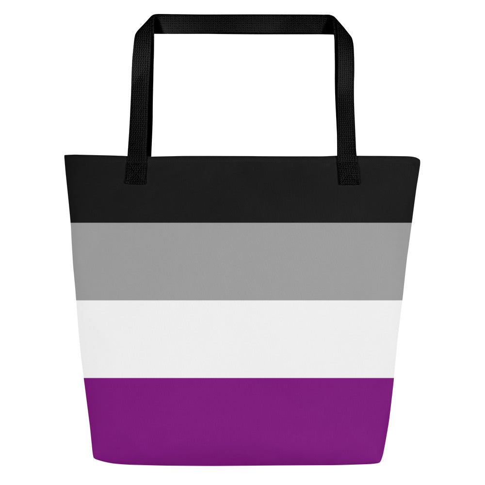 Asexual Pride Flag | Tote Bag | Large | Black Grey White Purple