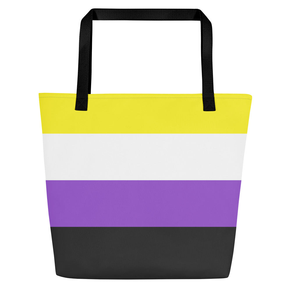 Nonbinary Pride Flag | Tote Bag | Large | Yellow White Purple Black