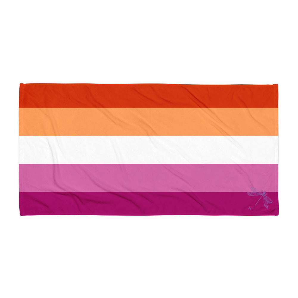 Lesbian Pride Flag 5 Stripes | Beach Towel | Orange White Pink