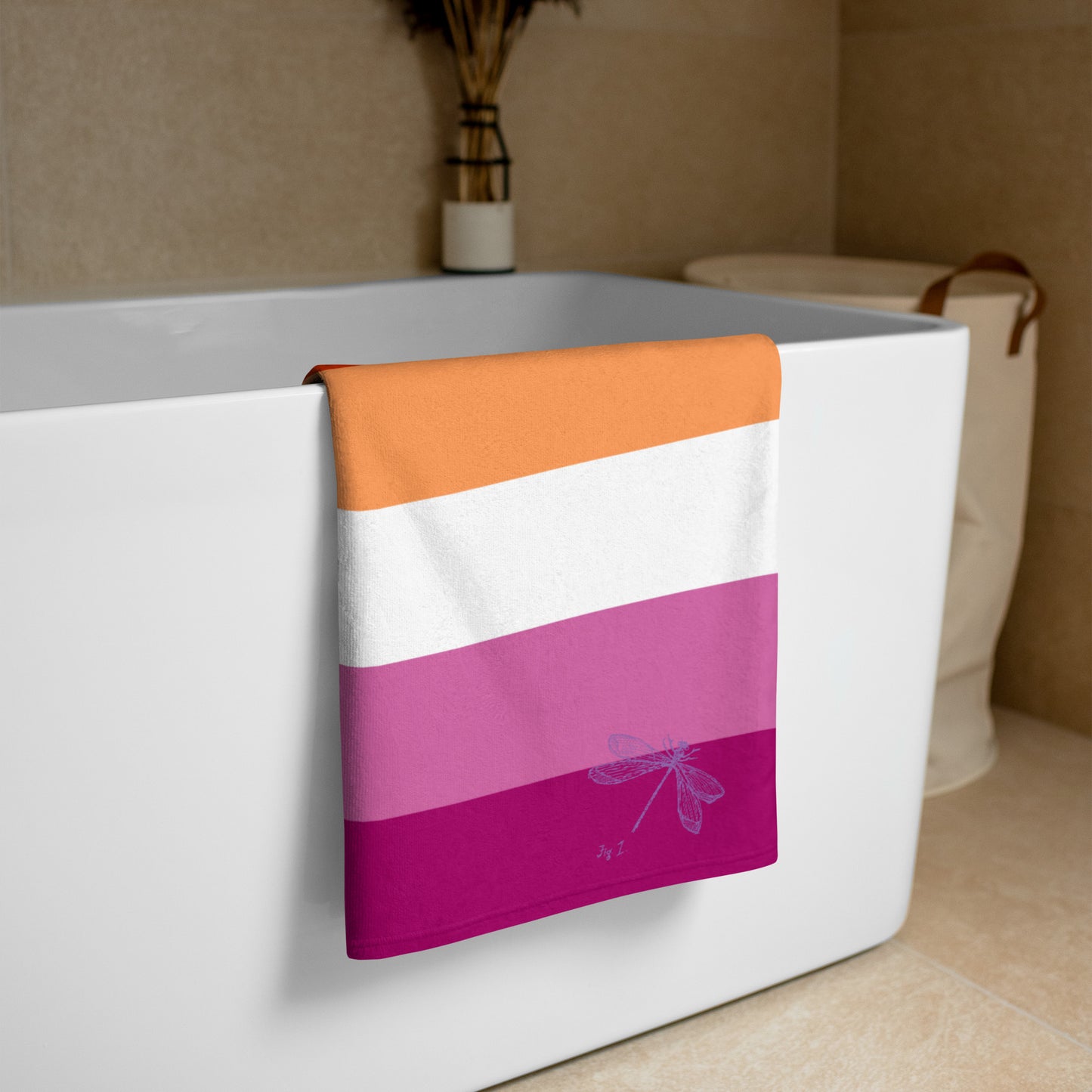 Lesbian Pride Flag 5 Stripes | Beach Towel | Orange White Pink