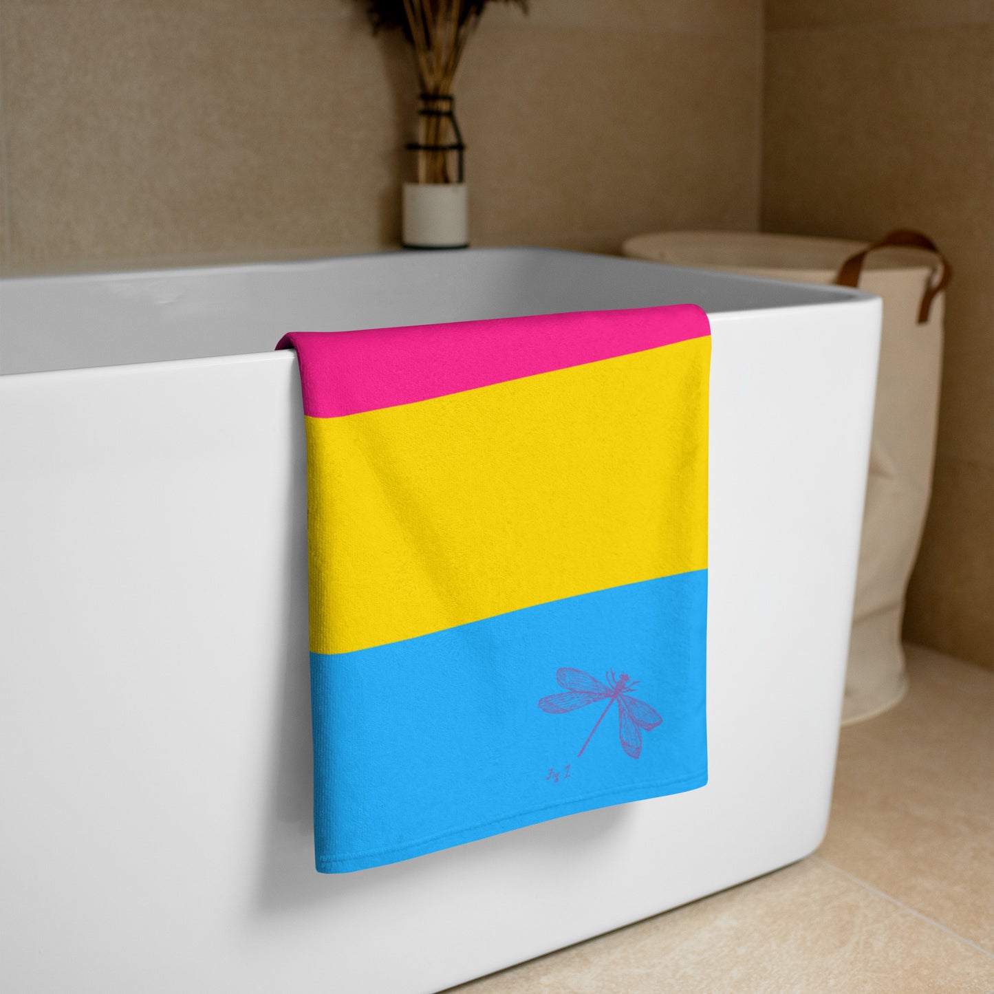 Pansexual Pride Flag | Beach Towel | Blue Yellow Pink