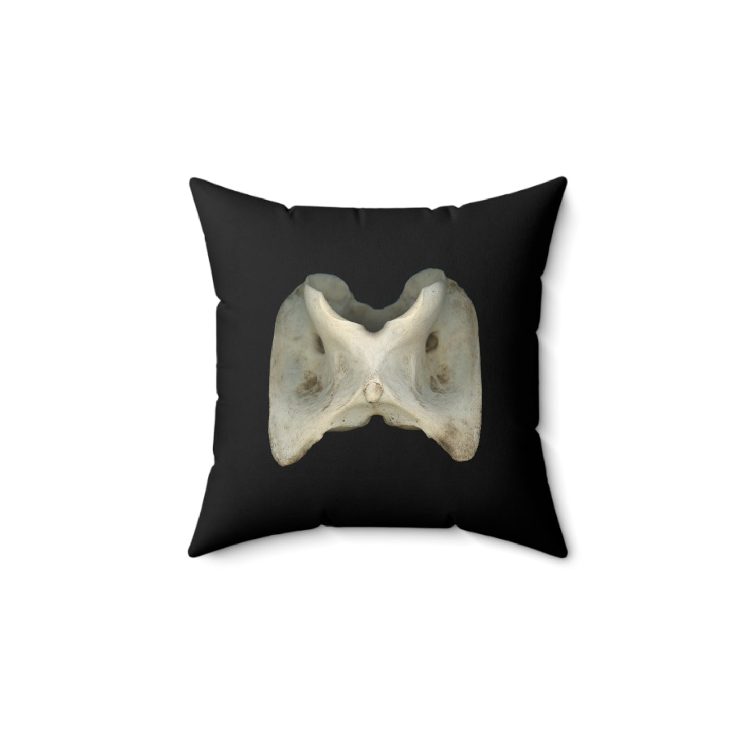 White-tailed Deer Atlas Vertebra | Throw Pillow | Black