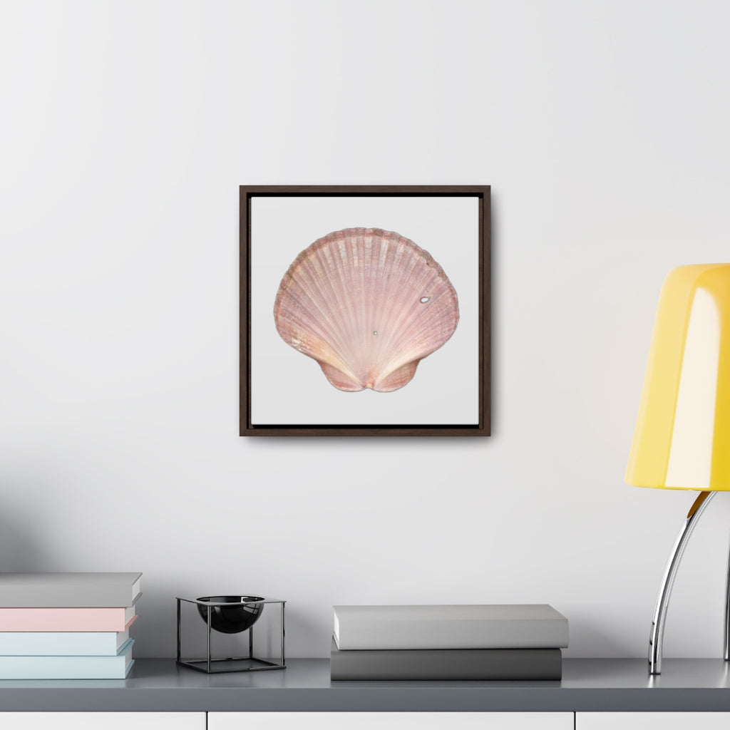 Scallop Shell Magenta Left Interior | Framed Canvas | Silver Background